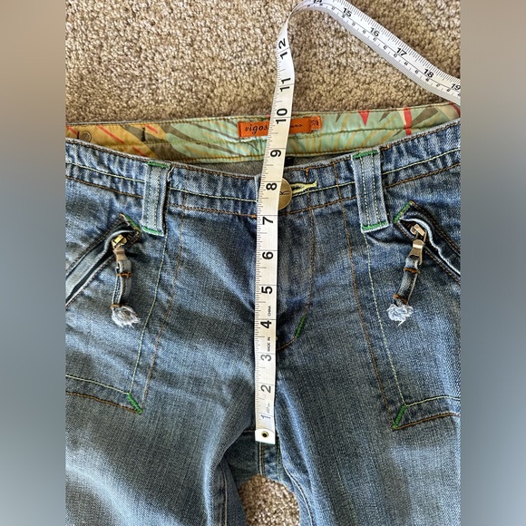 VTG Cute Vigoss Blue Jeans Low Rise Flare Leg 90s Y2K Sz 5/6 - Picture 6 of 9